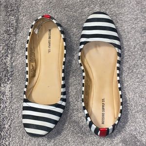 navy and white stripe flats